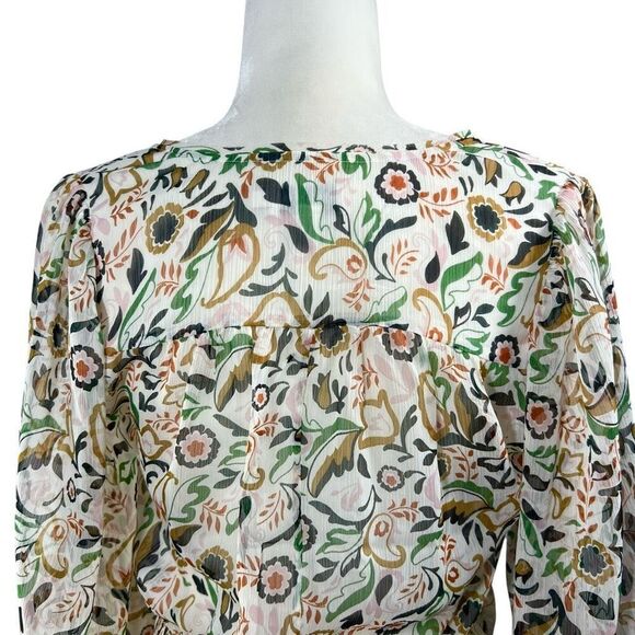 Ted Baker Tie Detail in Front Blouse Cream Floral Pattern Size Small Brienna - Picture 8 of 13